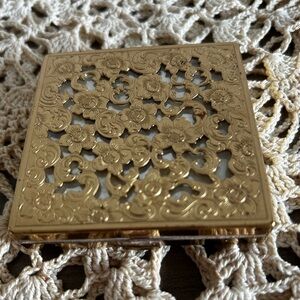 Vintage MCM Ornate Coty Brass Compact Mirror